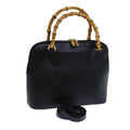 GUCCI Bamboo Hand Bag Leather 2way Black 71310