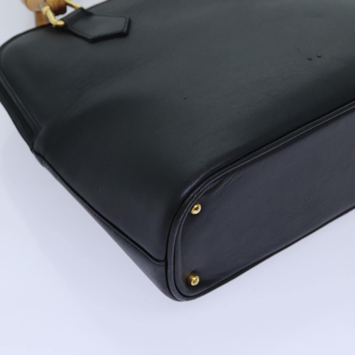 GUCCI Bamboo Hand Bag Leather 2way Black 71310