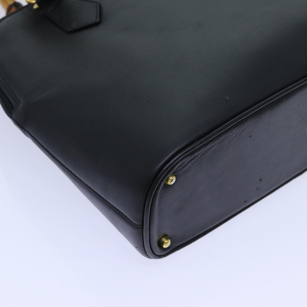 GUCCI Bamboo Hand Bag Leather 2way Black 71310