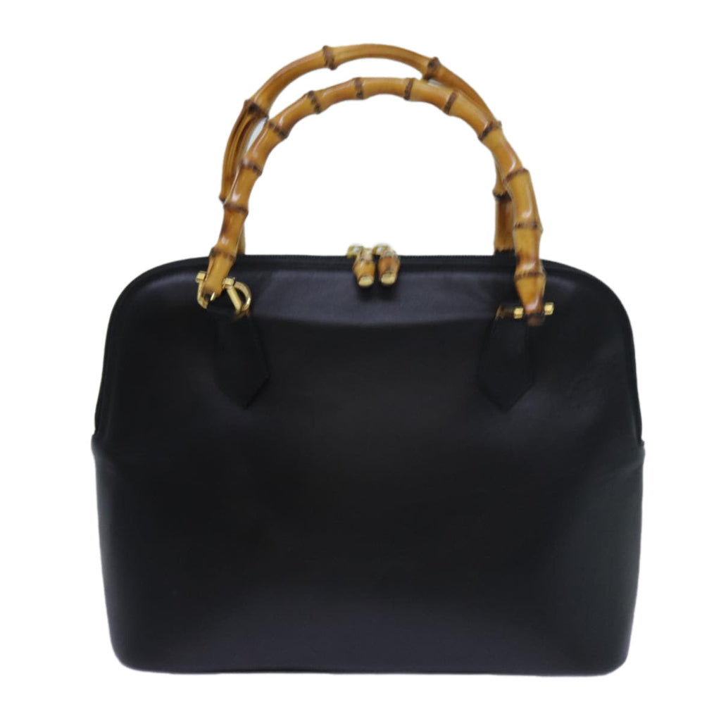 GUCCI Bamboo Hand Bag Leather 2way Black 71310