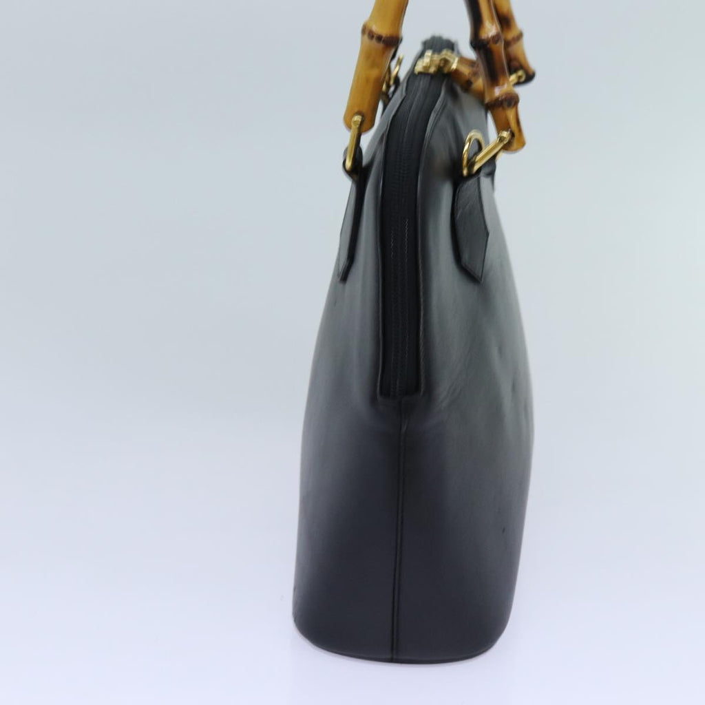 GUCCI Bamboo Hand Bag Leather 2way Black 71310