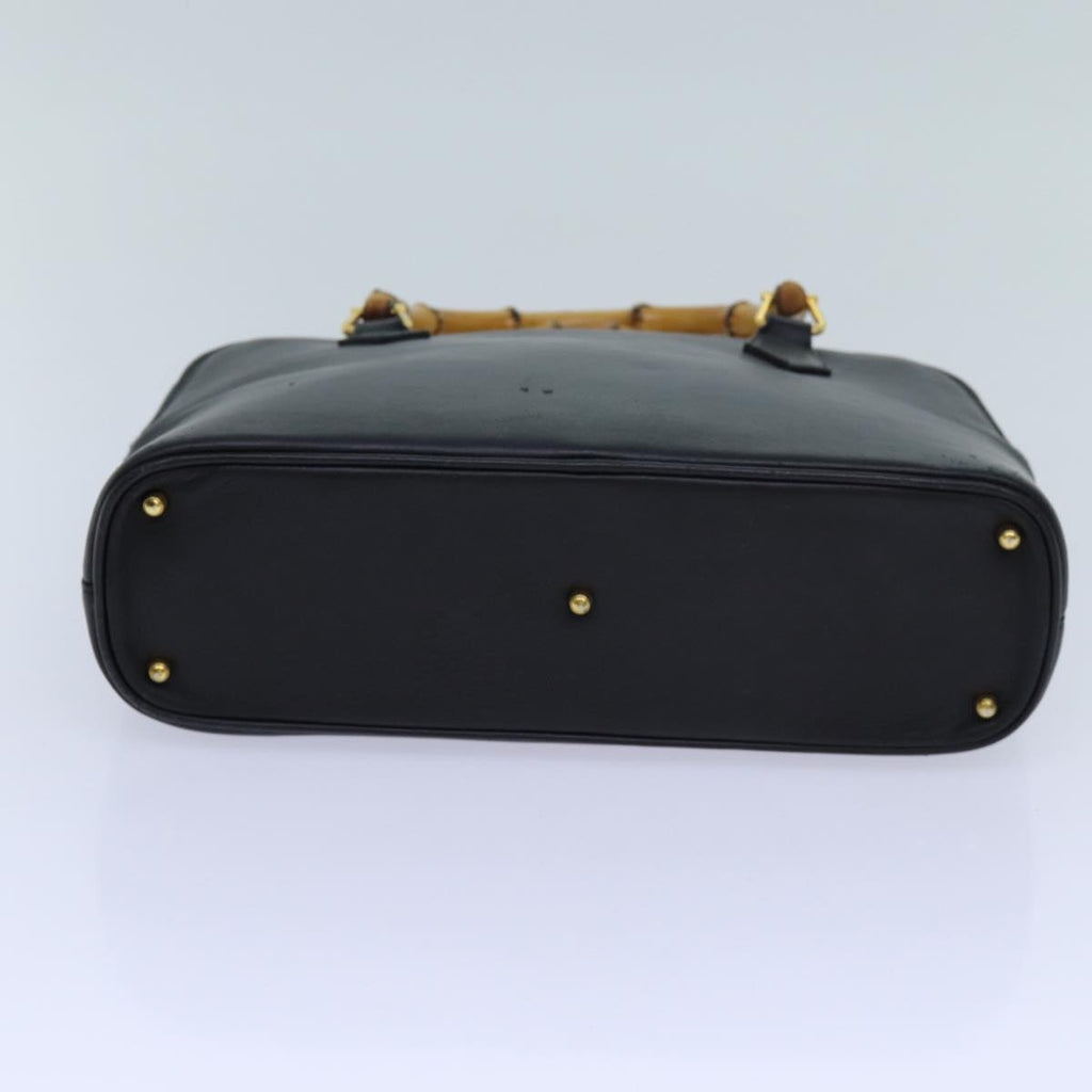 GUCCI Bamboo Hand Bag Leather 2way Black 71310