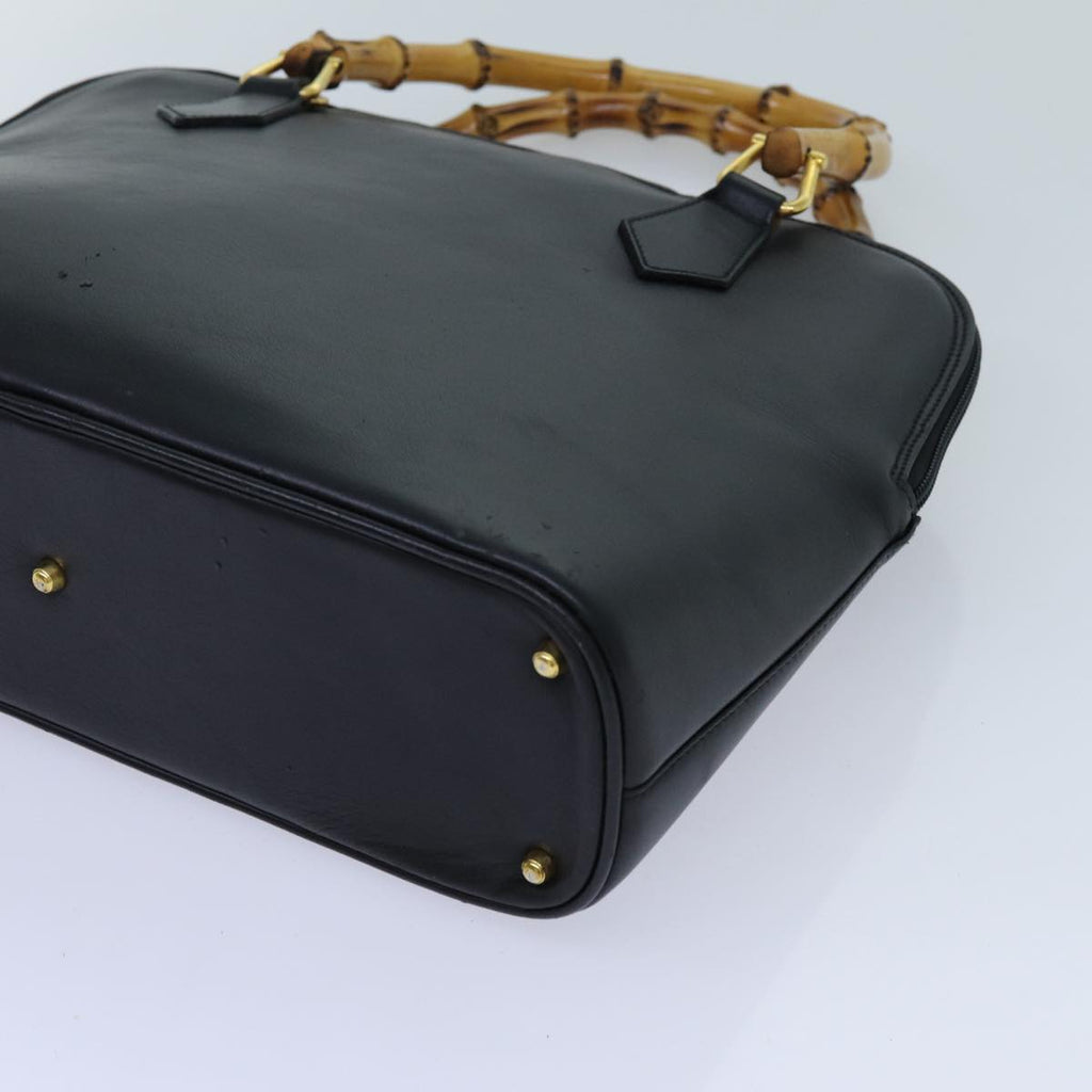GUCCI Bamboo Hand Bag Leather 2way Black 71310