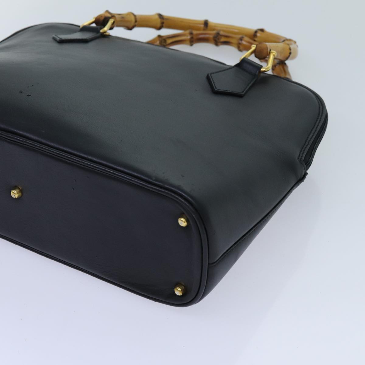 GUCCI Bamboo Hand Bag Leather 2way Black 71310