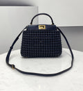 FI GlamI Mini Navy Blue Braided Bag For Woman 18cm/7in