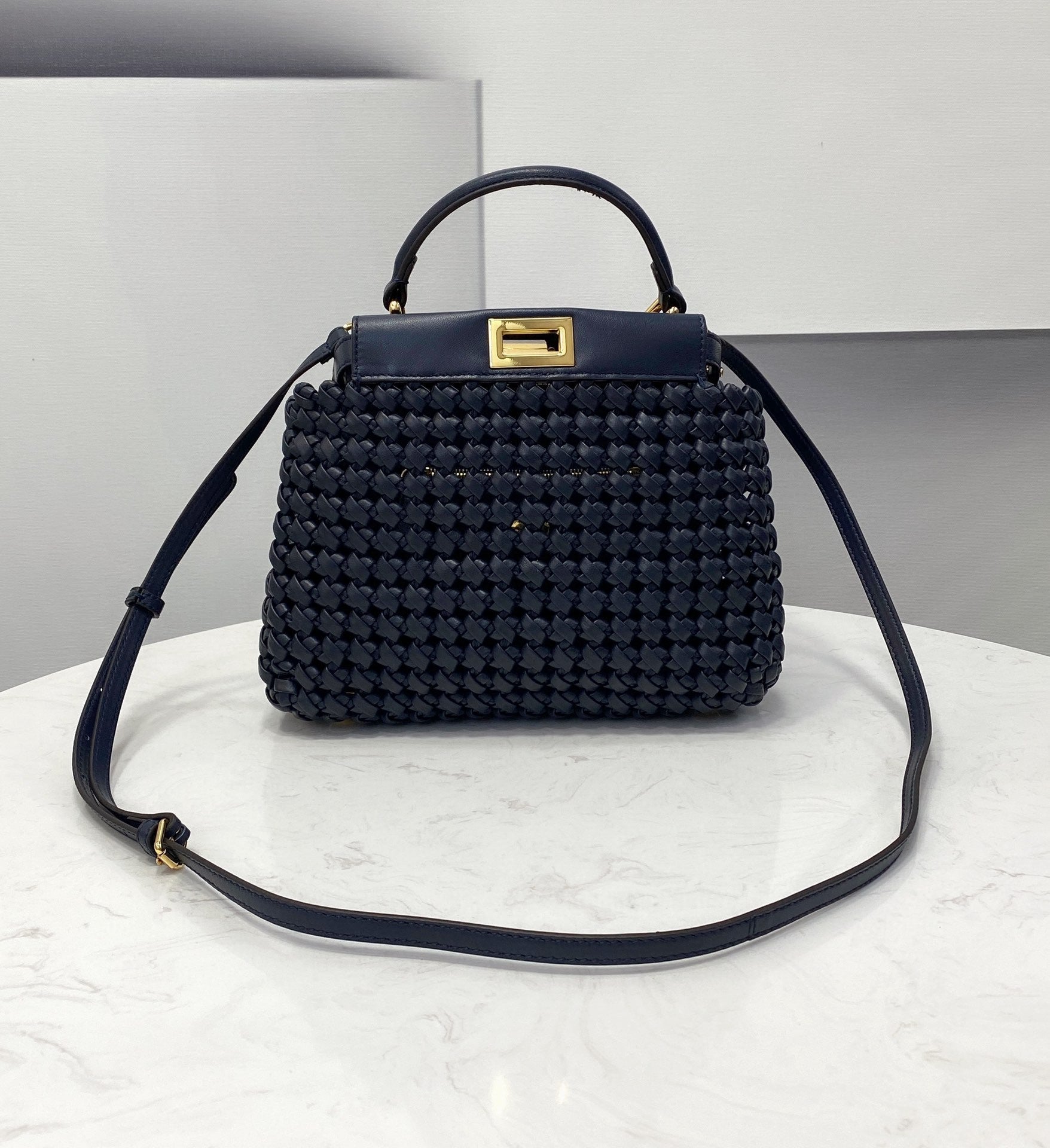 FI GlamI Mini Navy Blue Braided Bag For Woman 18cm/7in