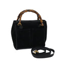 GUCCI Bamboo Hand Bag Suede 2way Black 000 122 0316 71504