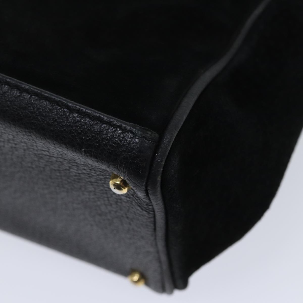 GUCCI Bamboo Hand Bag Suede 2way Black 000 122 0316 71504