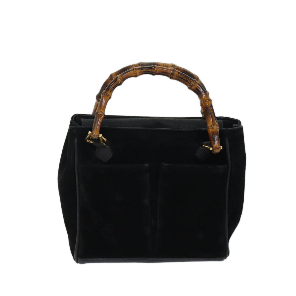 GUCCI Bamboo Hand Bag Suede 2way Black 000 122 0316 71504