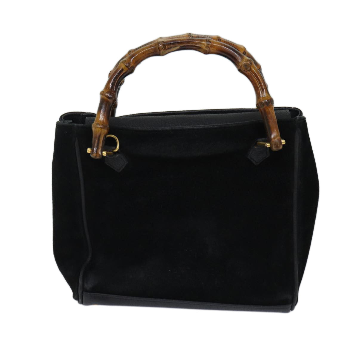 GUCCI Bamboo Hand Bag Suede 2way Black 000 122 0316 71504
