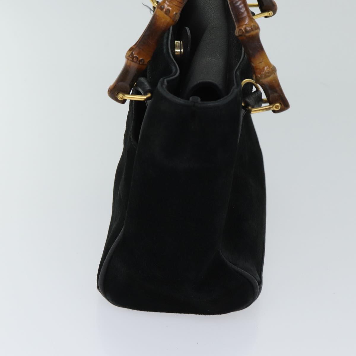 GUCCI Bamboo Hand Bag Suede 2way Black 000 122 0316 71504