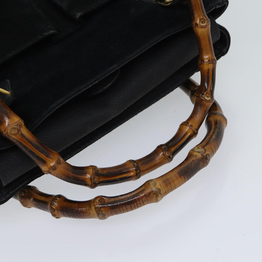 GUCCI Bamboo Hand Bag Suede 2way Black 000 122 0316 71504