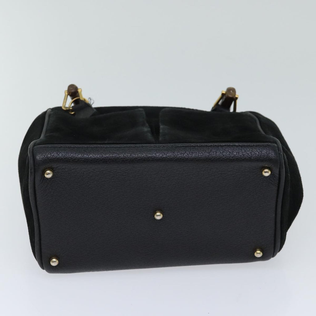 GUCCI Bamboo Hand Bag Suede 2way Black 000 122 0316 71504
