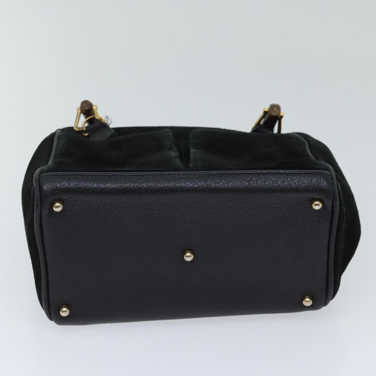 GUCCI Bamboo Hand Bag Suede 2way Black 000 122 0316 71504