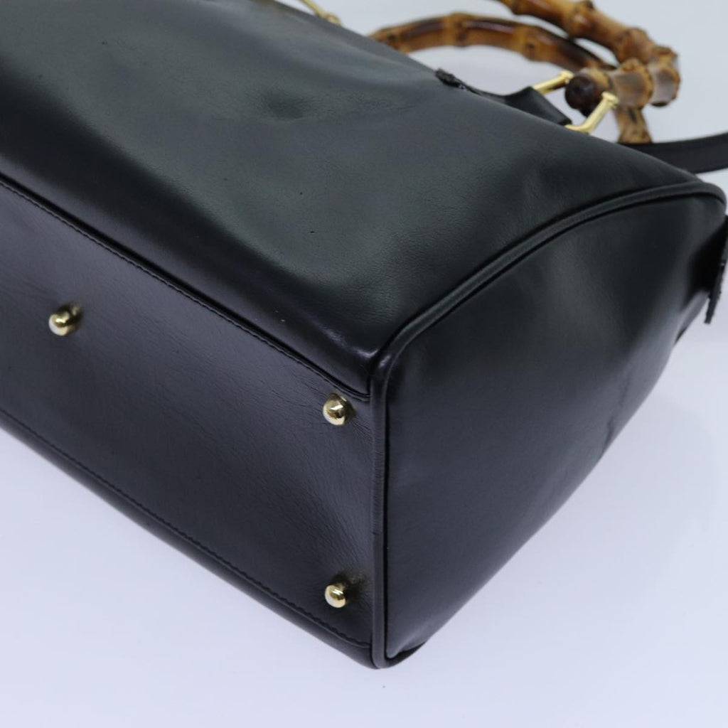GUCCI Bamboo Hand Bag Leather 2way Black 000 122 0294 71505