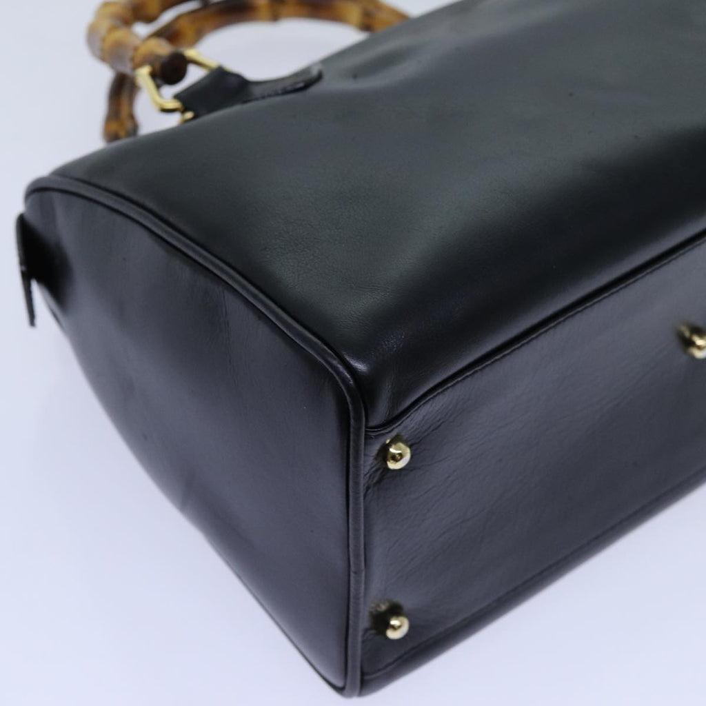 GUCCI Bamboo Hand Bag Leather 2way Black 000 122 0294 71505