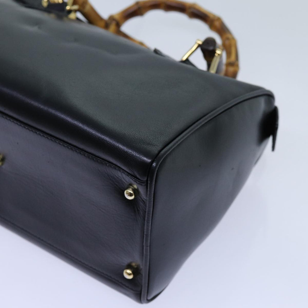 GUCCI Bamboo Hand Bag Leather 2way Black 000 122 0294 71505