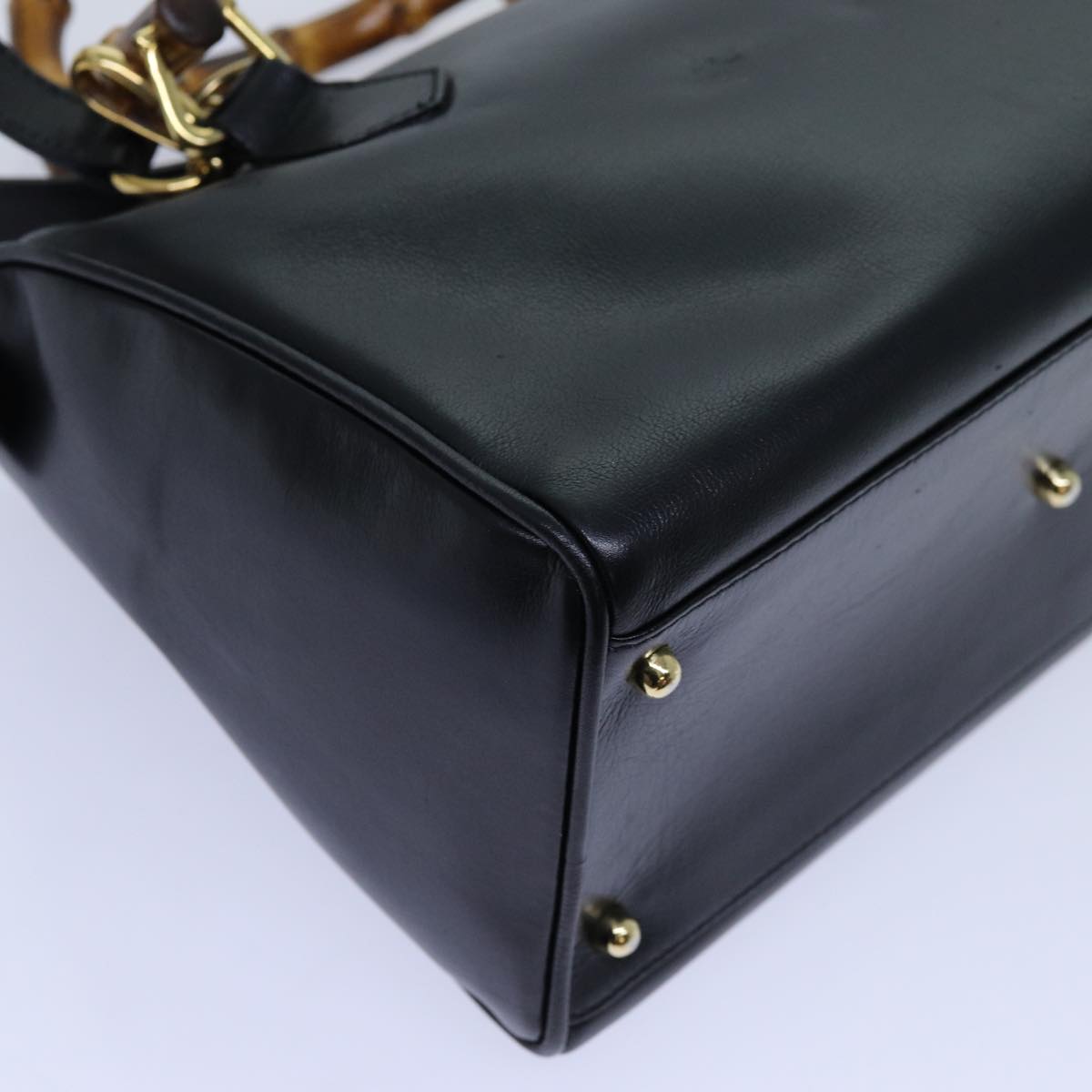 GUCCI Bamboo Hand Bag Leather 2way Black 000 122 0294 71505