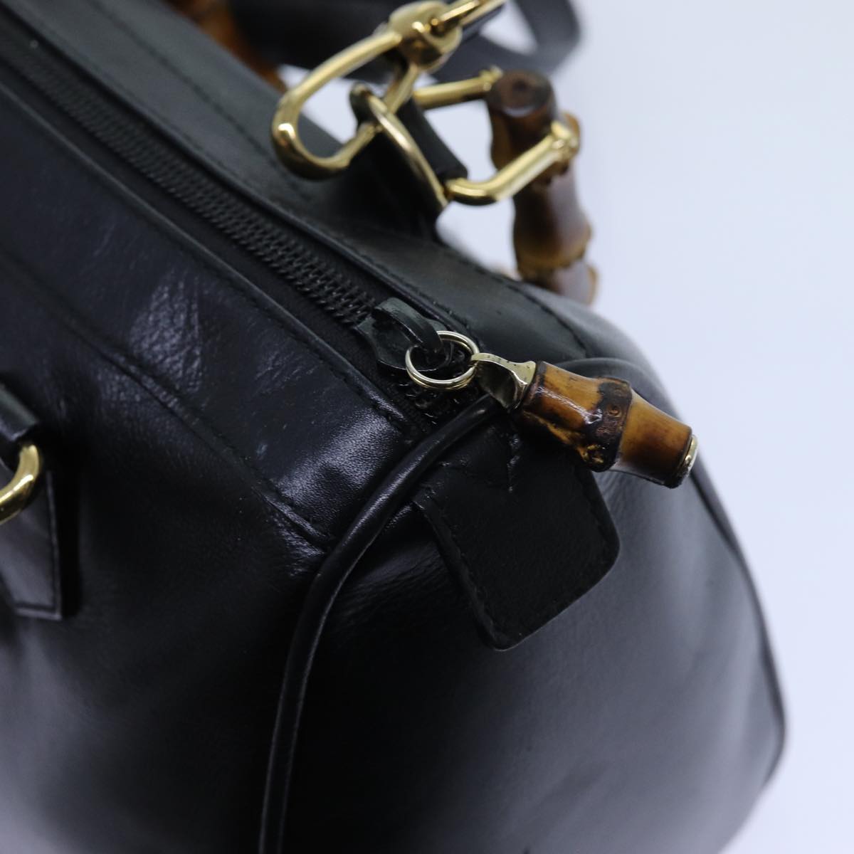 GUCCI Bamboo Hand Bag Leather 2way Black 000 122 0294 71505