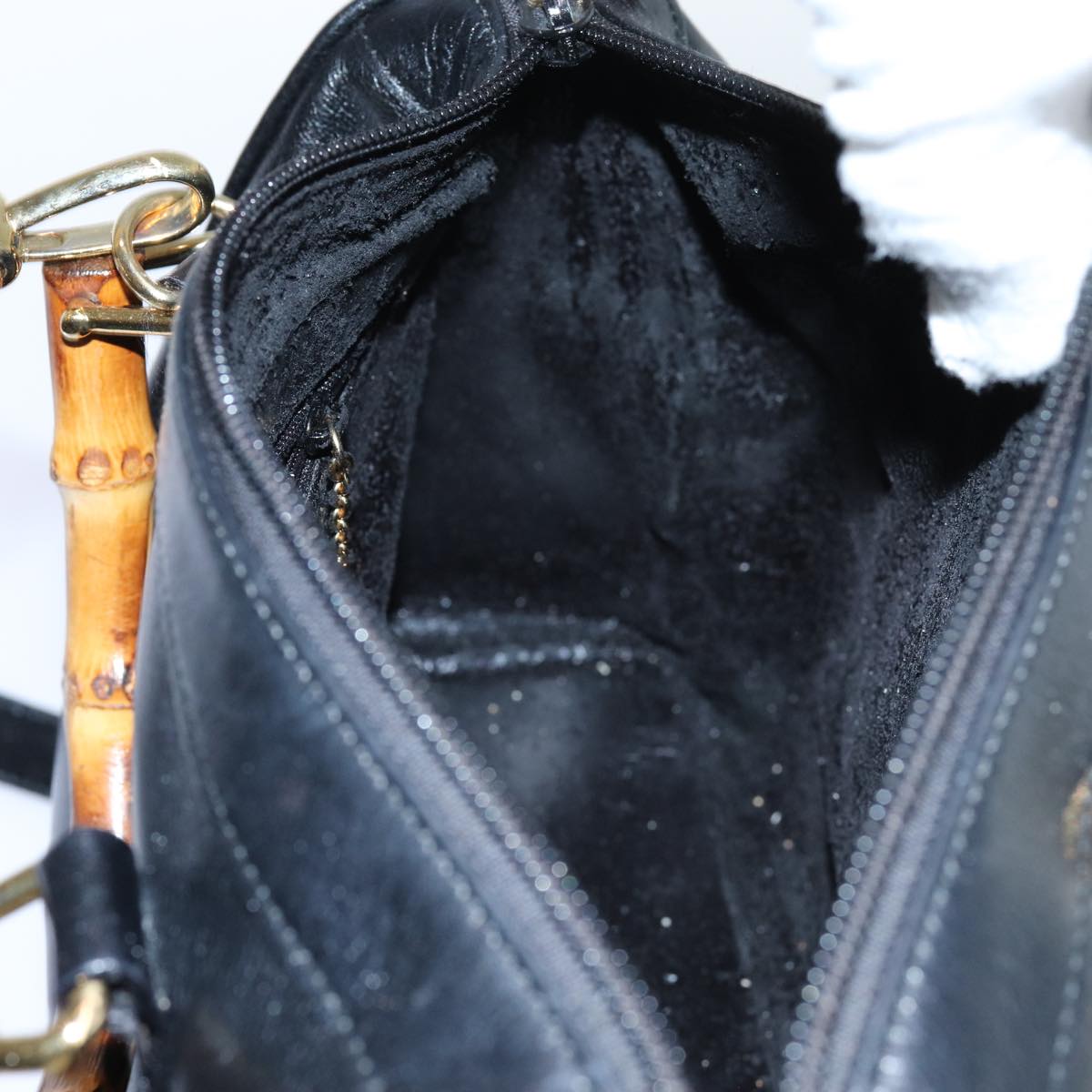 GUCCI Bamboo Hand Bag Leather 2way Black 000 122 0294 71505