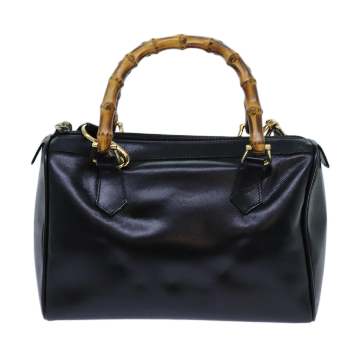 GUCCI Bamboo Hand Bag Leather 2way Black 000 122 0294 71505