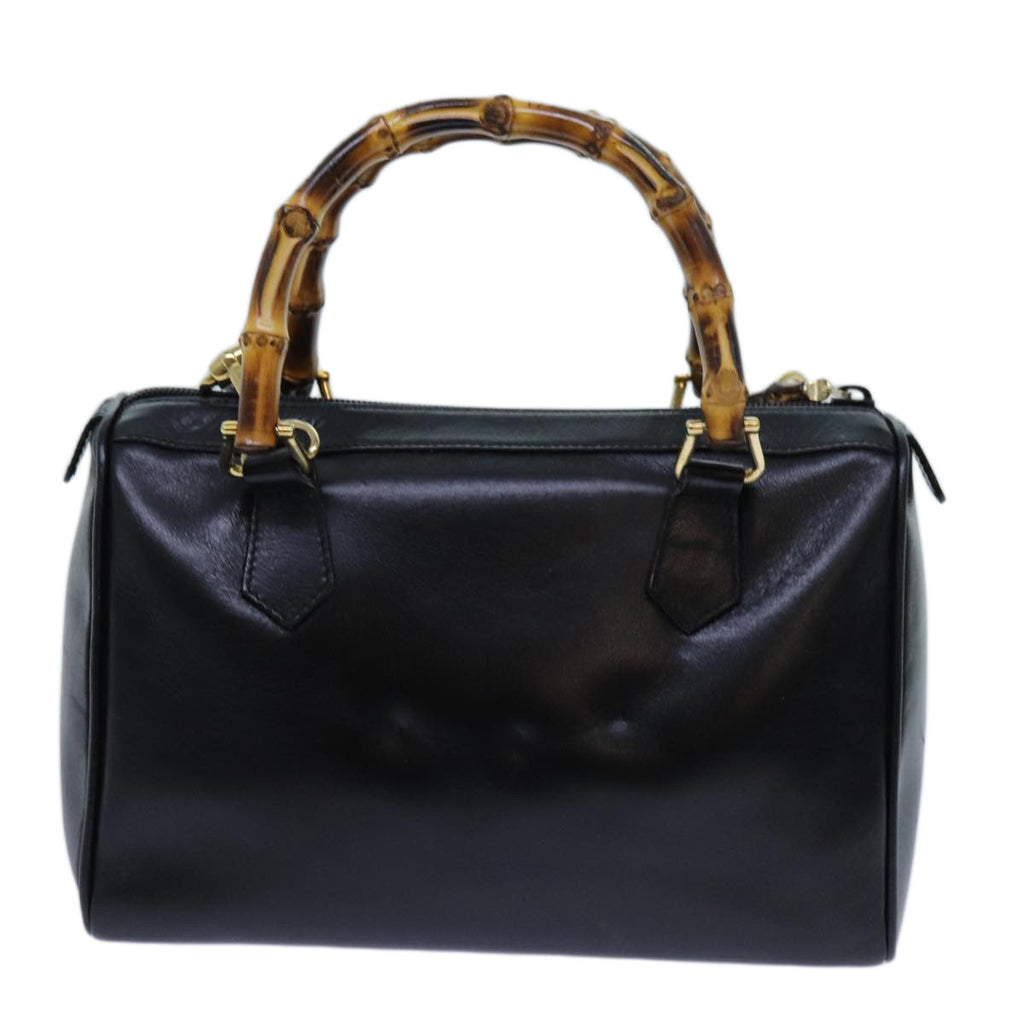 GUCCI Bamboo Hand Bag Leather 2way Black 000 122 0294 71505