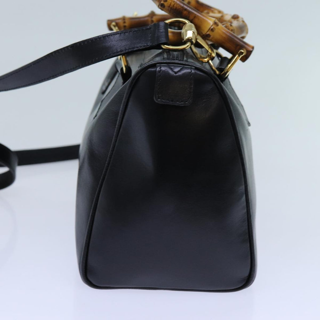 GUCCI Bamboo Hand Bag Leather 2way Black 000 122 0294 71505