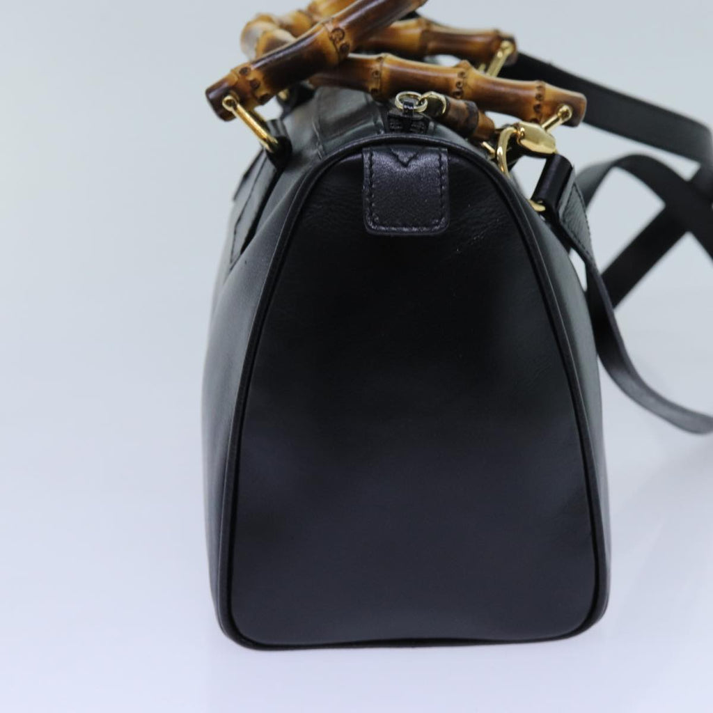 GUCCI Bamboo Hand Bag Leather 2way Black 000 122 0294 71505