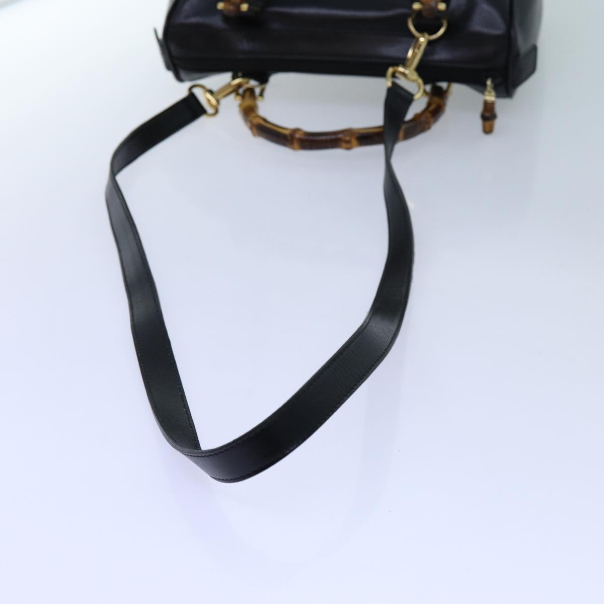 GUCCI Bamboo Hand Bag Leather 2way Black 000 122 0294 71505