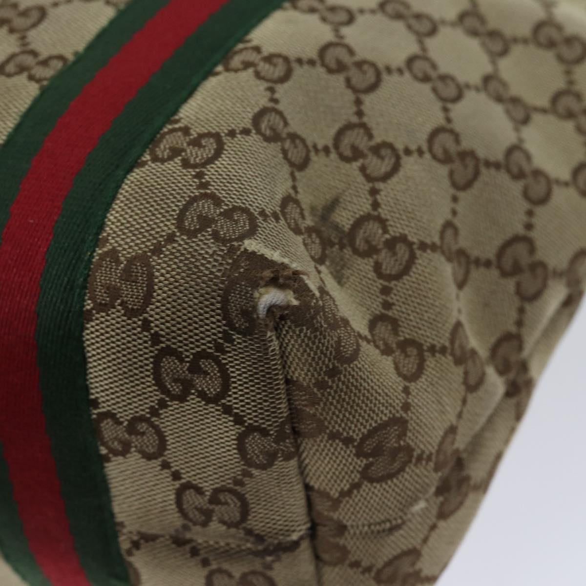 GUCCI GG Canvas Web Sherry Line Hand Bag Beige Red Green 162899 71515