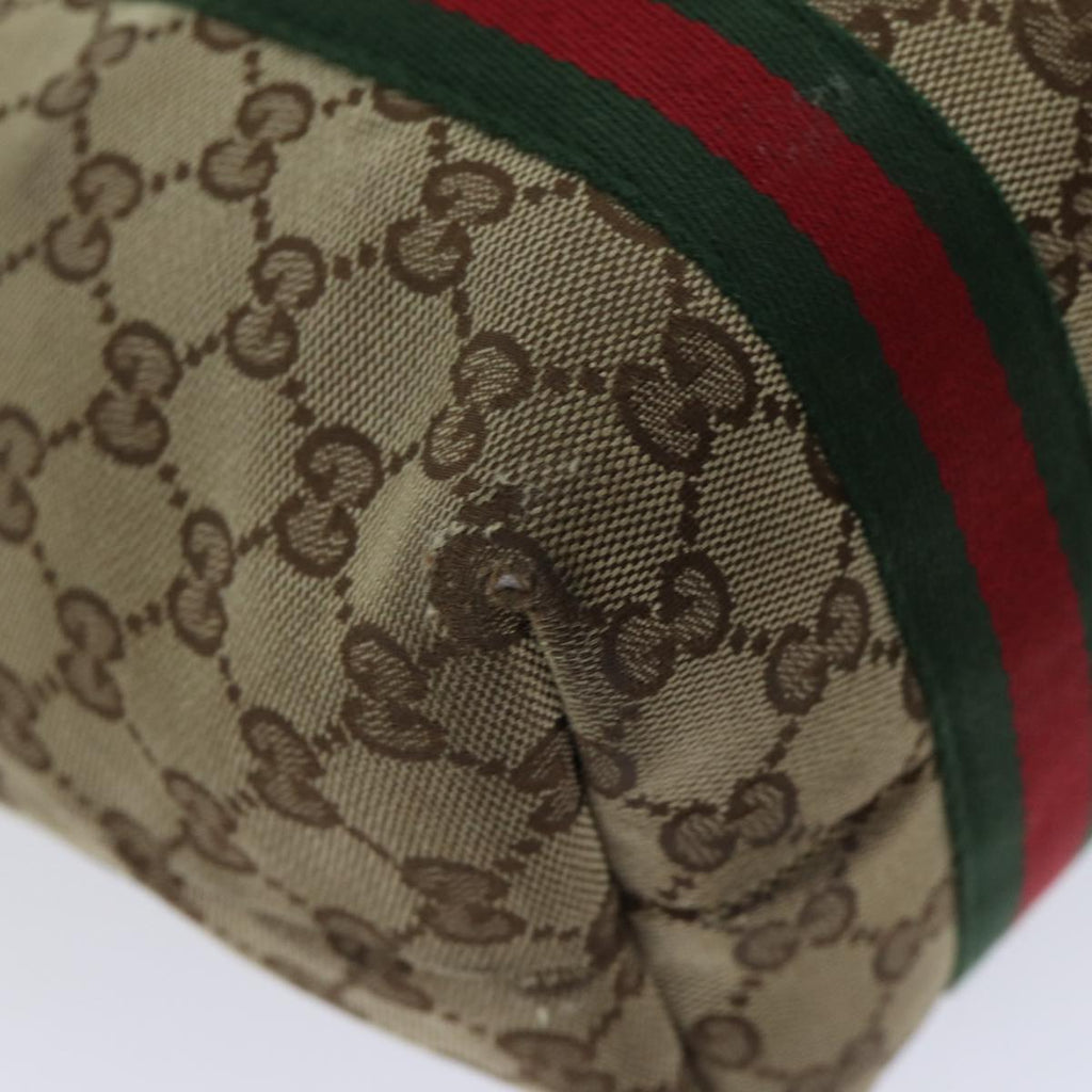 GUCCI GG Canvas Web Sherry Line Hand Bag Beige Red Green 162899 71515