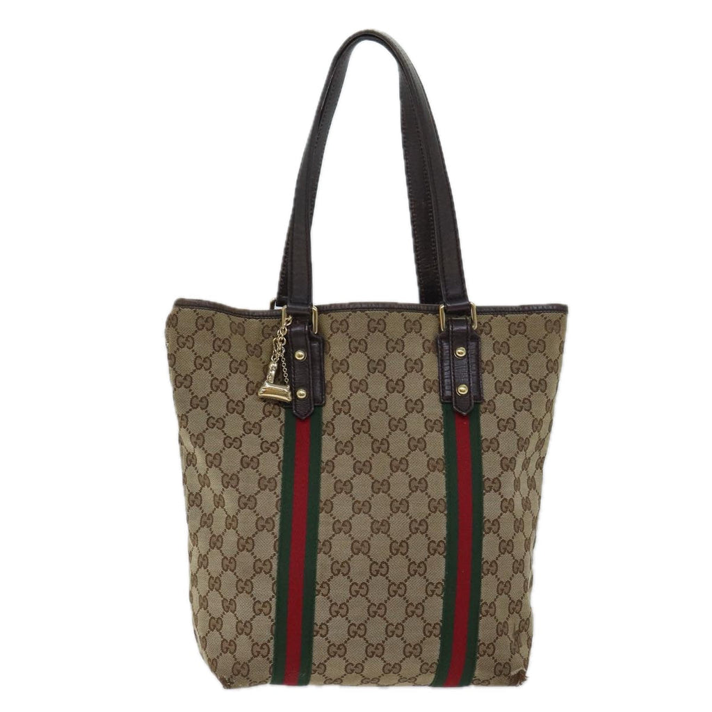 GUCCI GG Canvas Web Sherry Line Hand Bag Beige Red Green 162899 71515