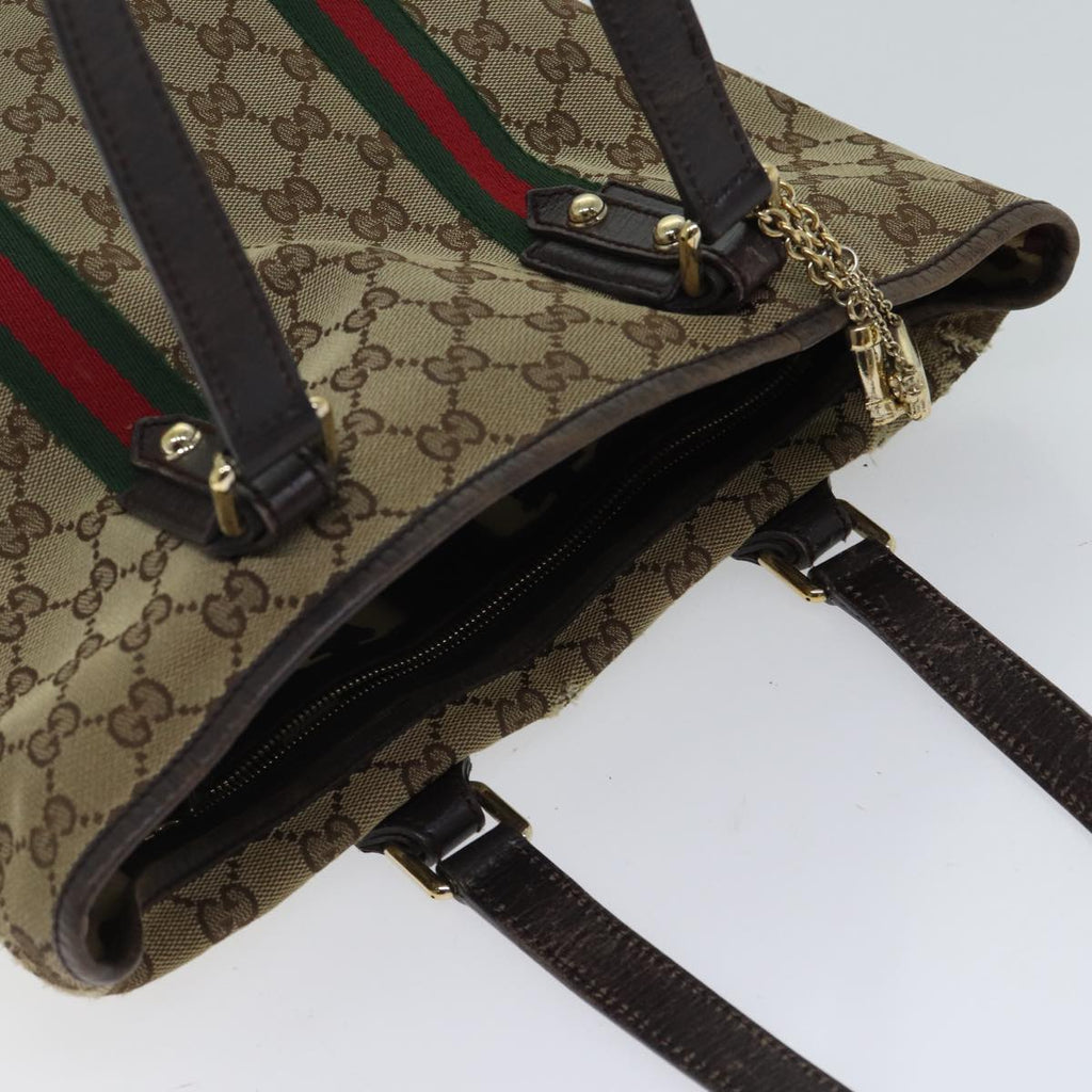 GUCCI GG Canvas Web Sherry Line Hand Bag Beige Red Green 162899 71515