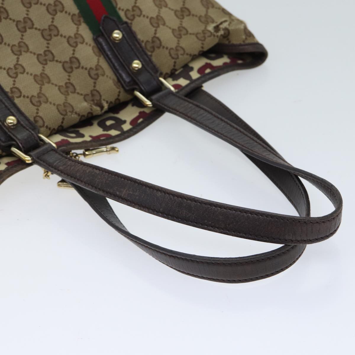 GUCCI GG Canvas Web Sherry Line Hand Bag Beige Red Green 162899 71515