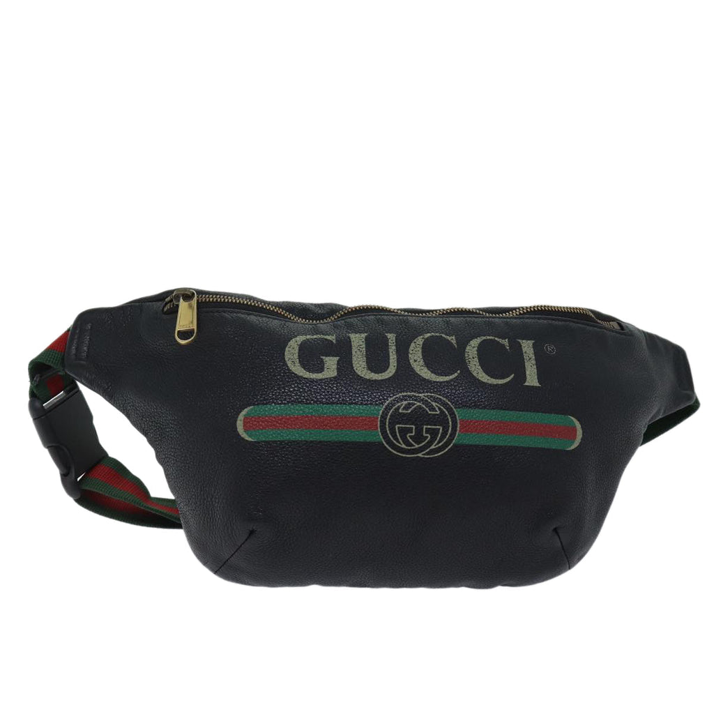 GUCCI Web Sherry Line Body Bag Leather Black Red Green 493869 71516