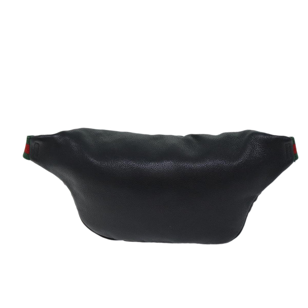 GUCCI Web Sherry Line Body Bag Leather Black Red Green 493869 71516