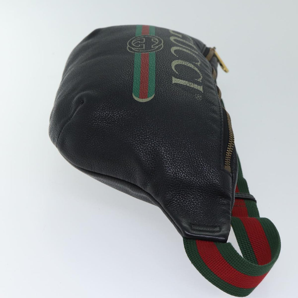 GUCCI Web Sherry Line Body Bag Leather Black Red Green 493869 71516
