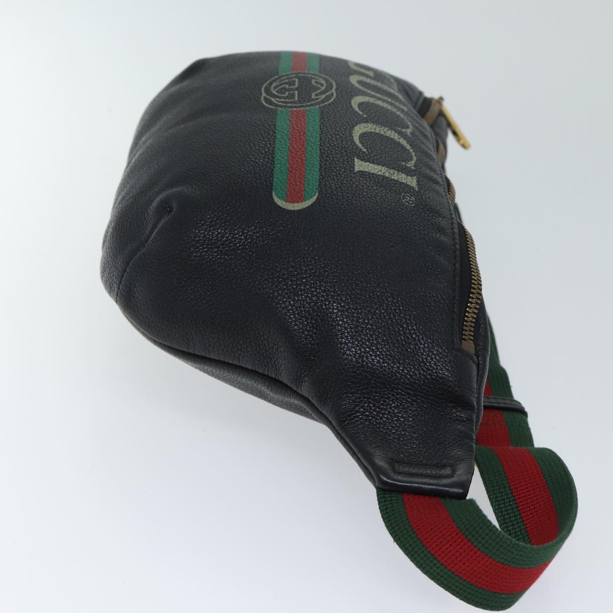 GUCCI Web Sherry Line Body Bag Leather Black Red Green 493869 71516