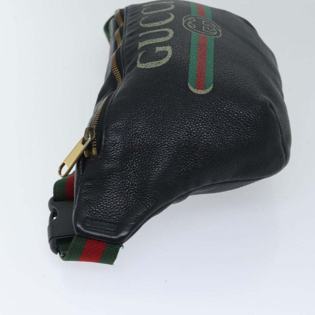 GUCCI Web Sherry Line Body Bag Leather Black Red Green 493869 71516