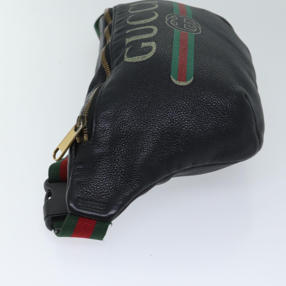 GUCCI Web Sherry Line Body Bag Leather Black Red Green 493869 71516