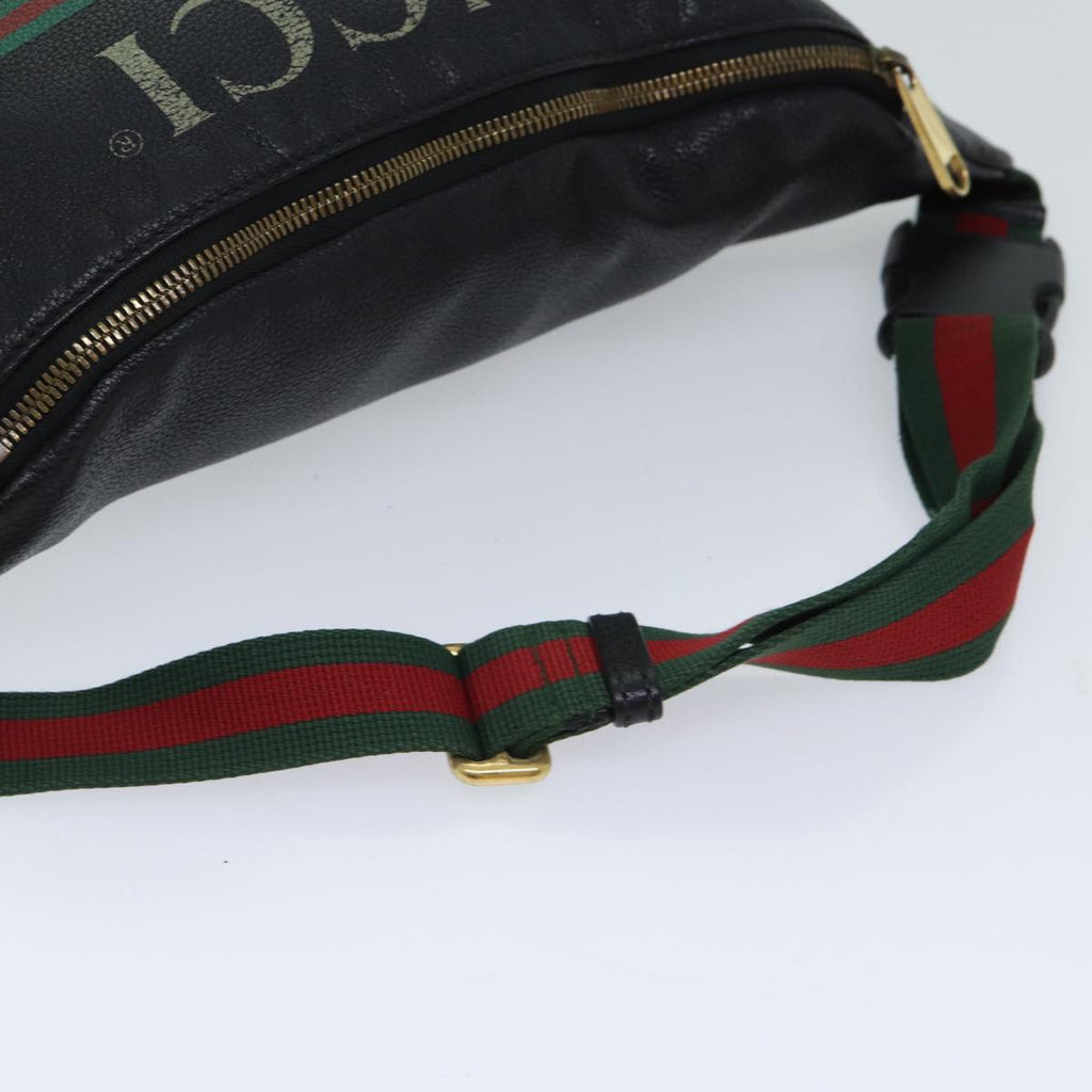 GUCCI Web Sherry Line Body Bag Leather Black Red Green 493869 71516