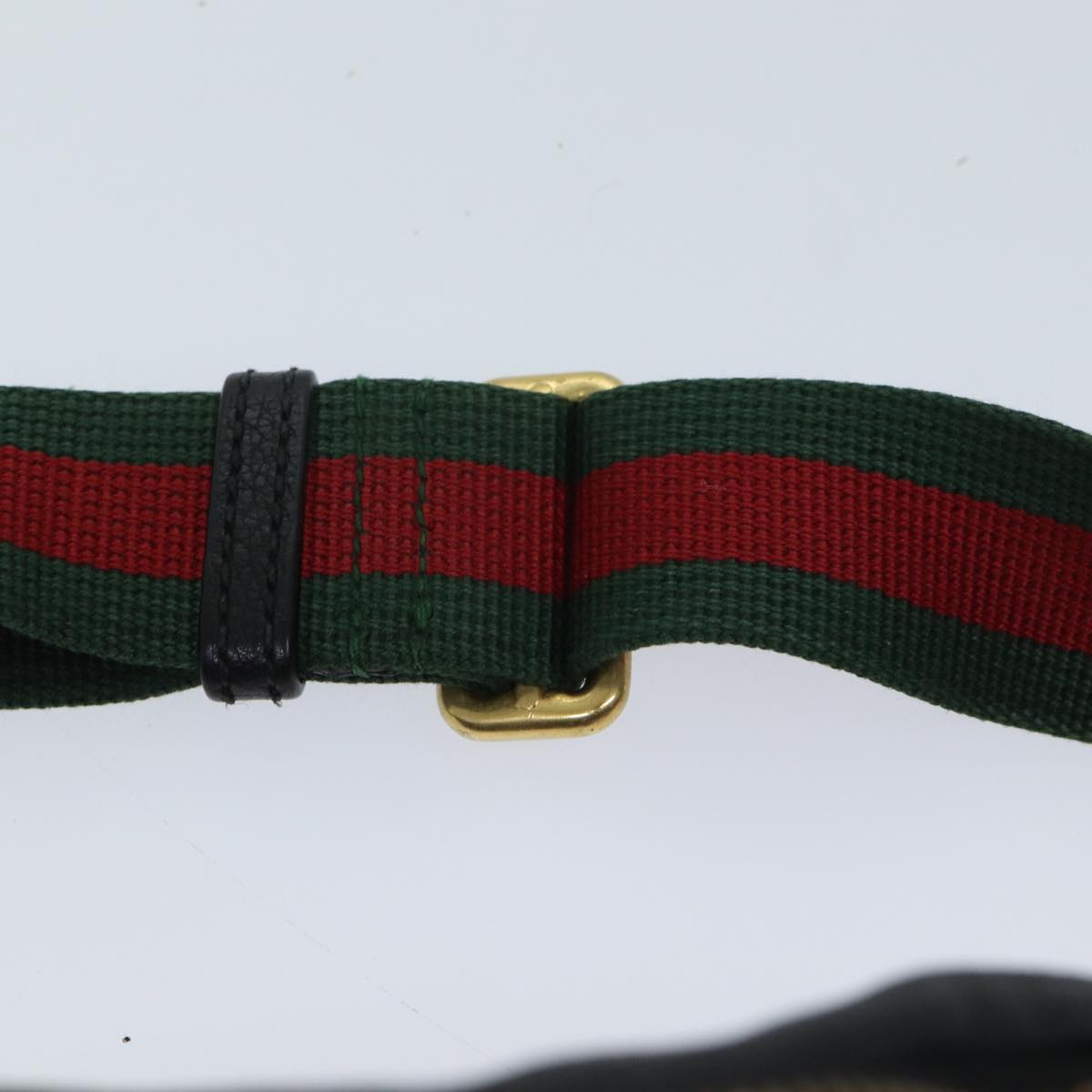 GUCCI Web Sherry Line Body Bag Leather Black Red Green 493869 71516