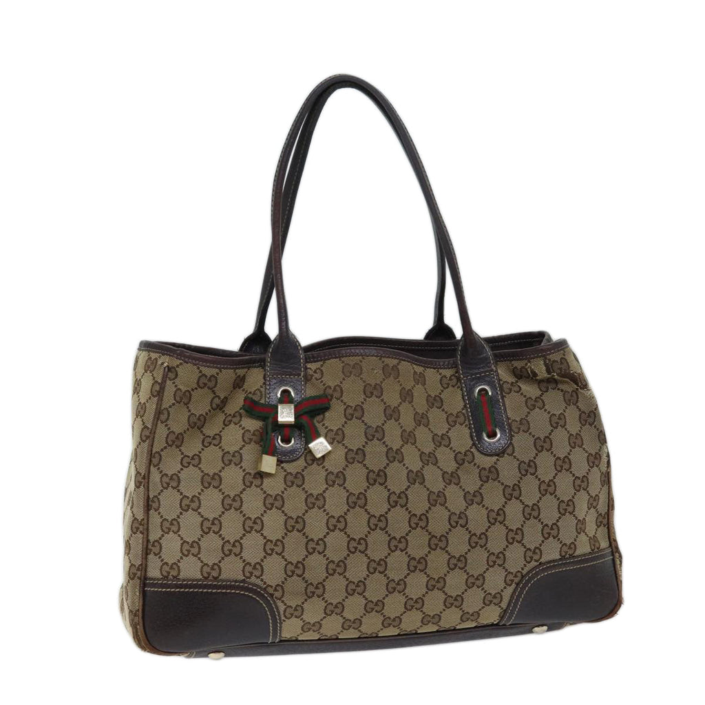 GUCCI GG Canvas Web Sherry Line Tote Bag Beige Red Green 163805 71522