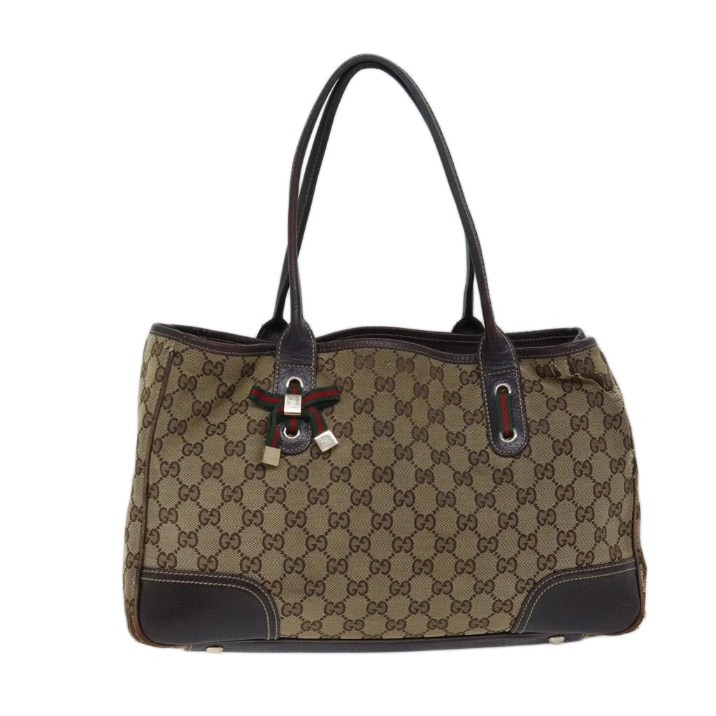 GUCCI GG Canvas Web Sherry Line Tote Bag Beige Red Green 163805 71522
