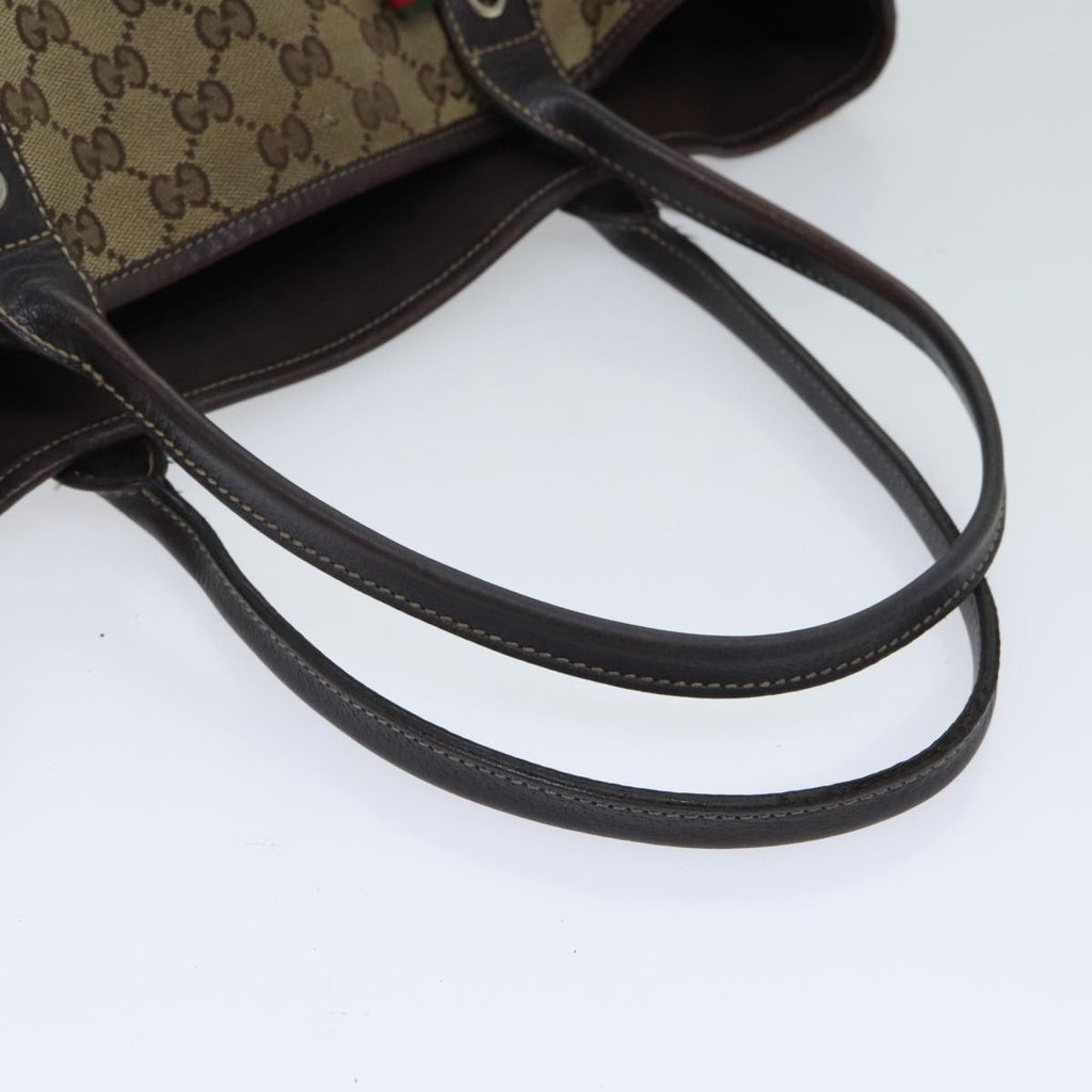 GUCCI GG Canvas Web Sherry Line Tote Bag Beige Red Green 163805 71522