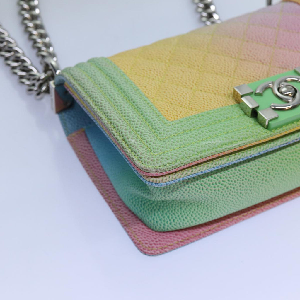 CHANEL Matelasse Boy Chanel Chain Shoulder Bag Leather Rainbow CC 71579S