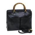 GUCCI Bamboo Shoulder Bag Leather 2way Black 71587