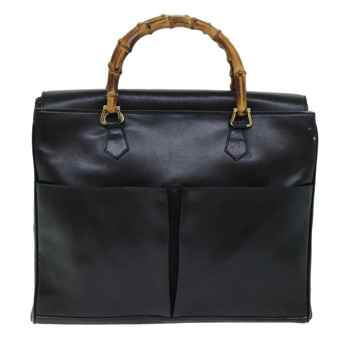 GUCCI Bamboo Shoulder Bag Leather 2way Black 71587