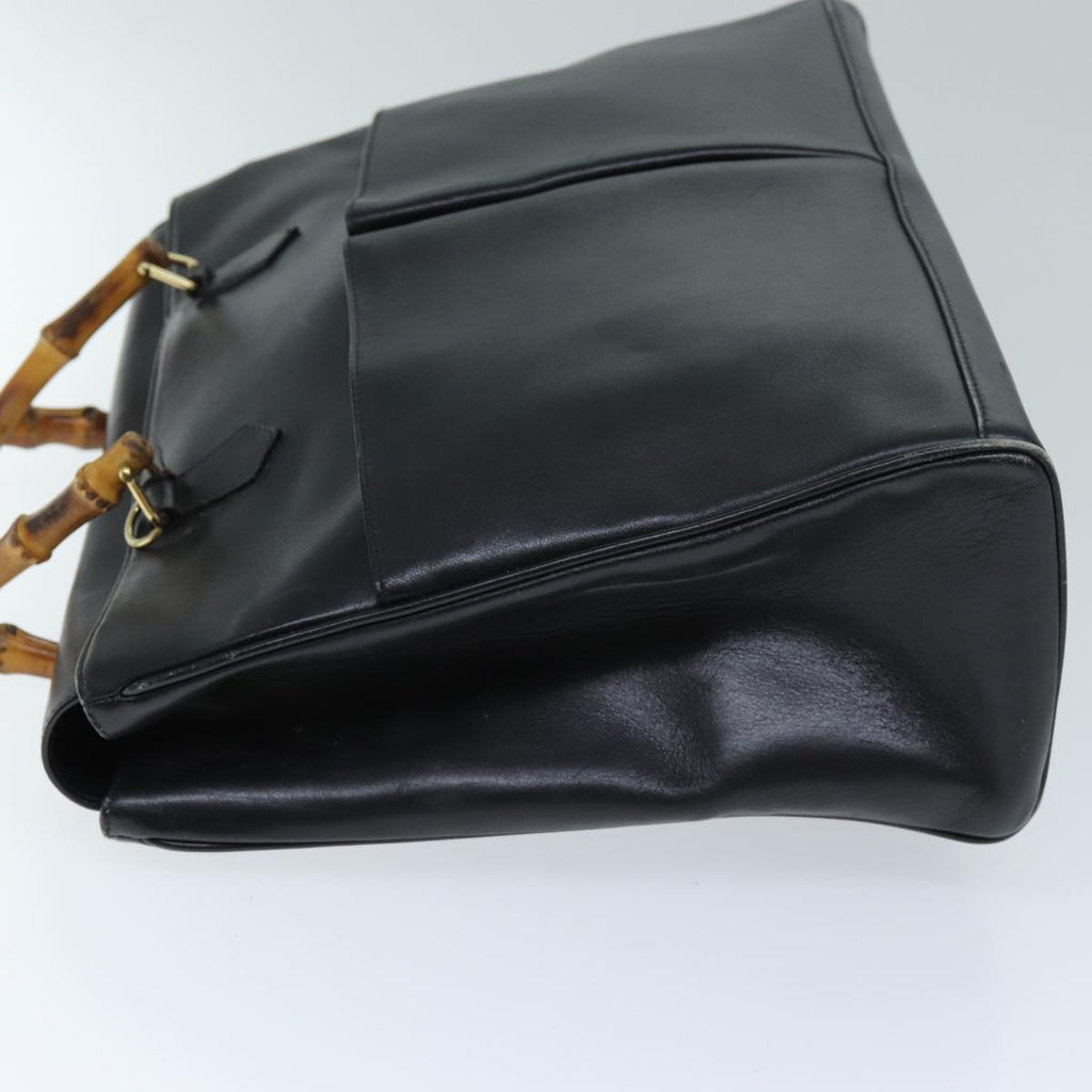 GUCCI Bamboo Shoulder Bag Leather 2way Black 71587