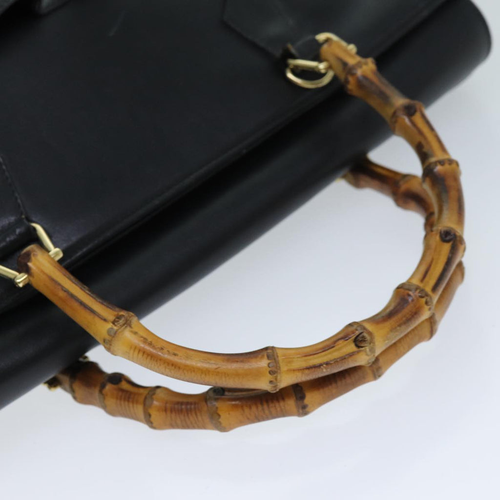 GUCCI Bamboo Shoulder Bag Leather 2way Black 71587